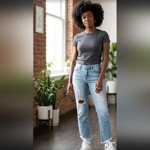 Hollister Light Blue Distressed Boyfriend Jeans